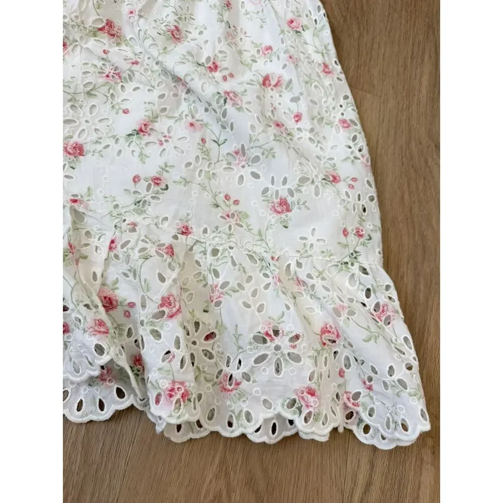 LoveShackFancy x Target Women's Clementine Floral Eyelet Short Dress Sz 12 - Picture 7 of 9